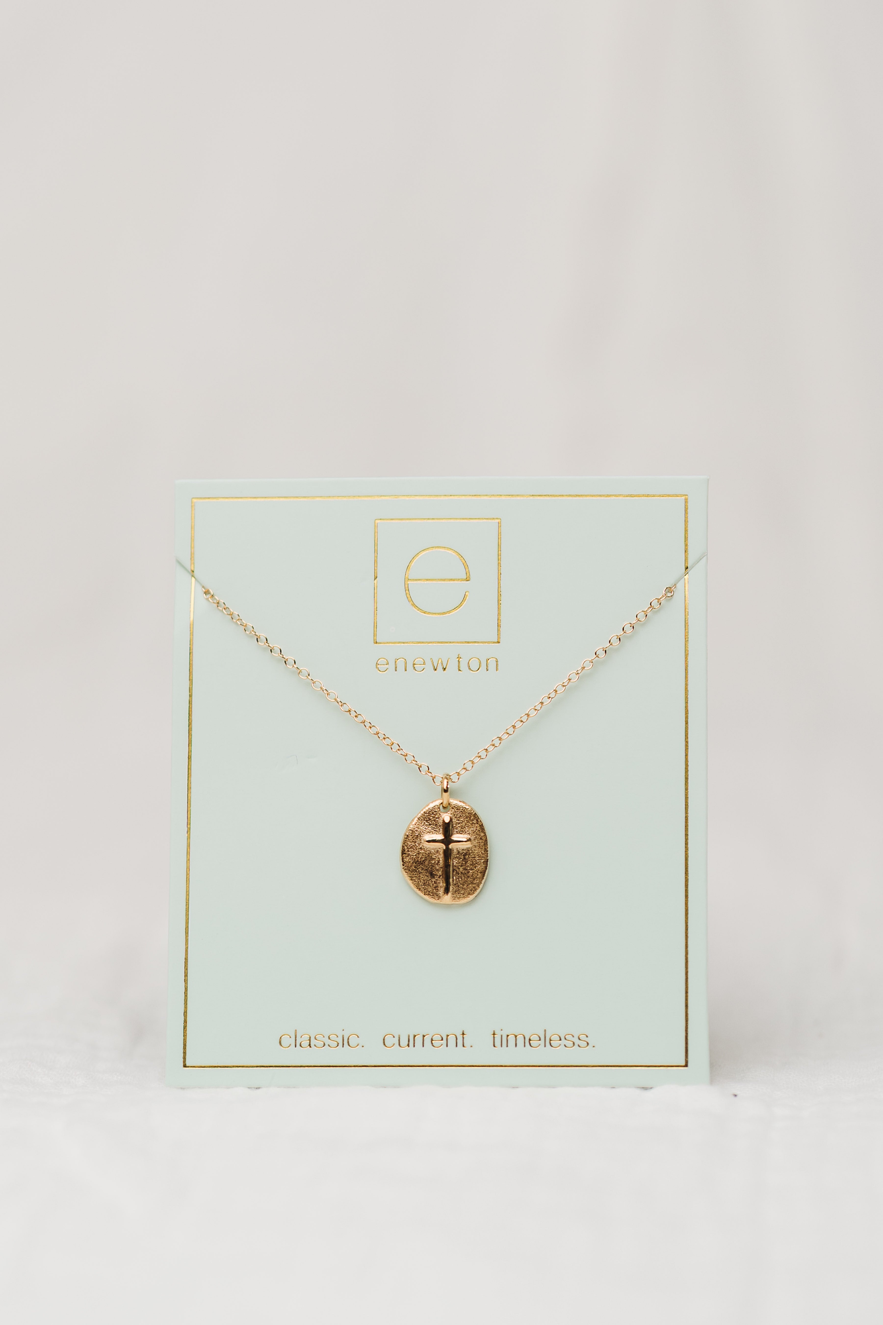 16” Inspire Cross Small Gold Disc Necklace