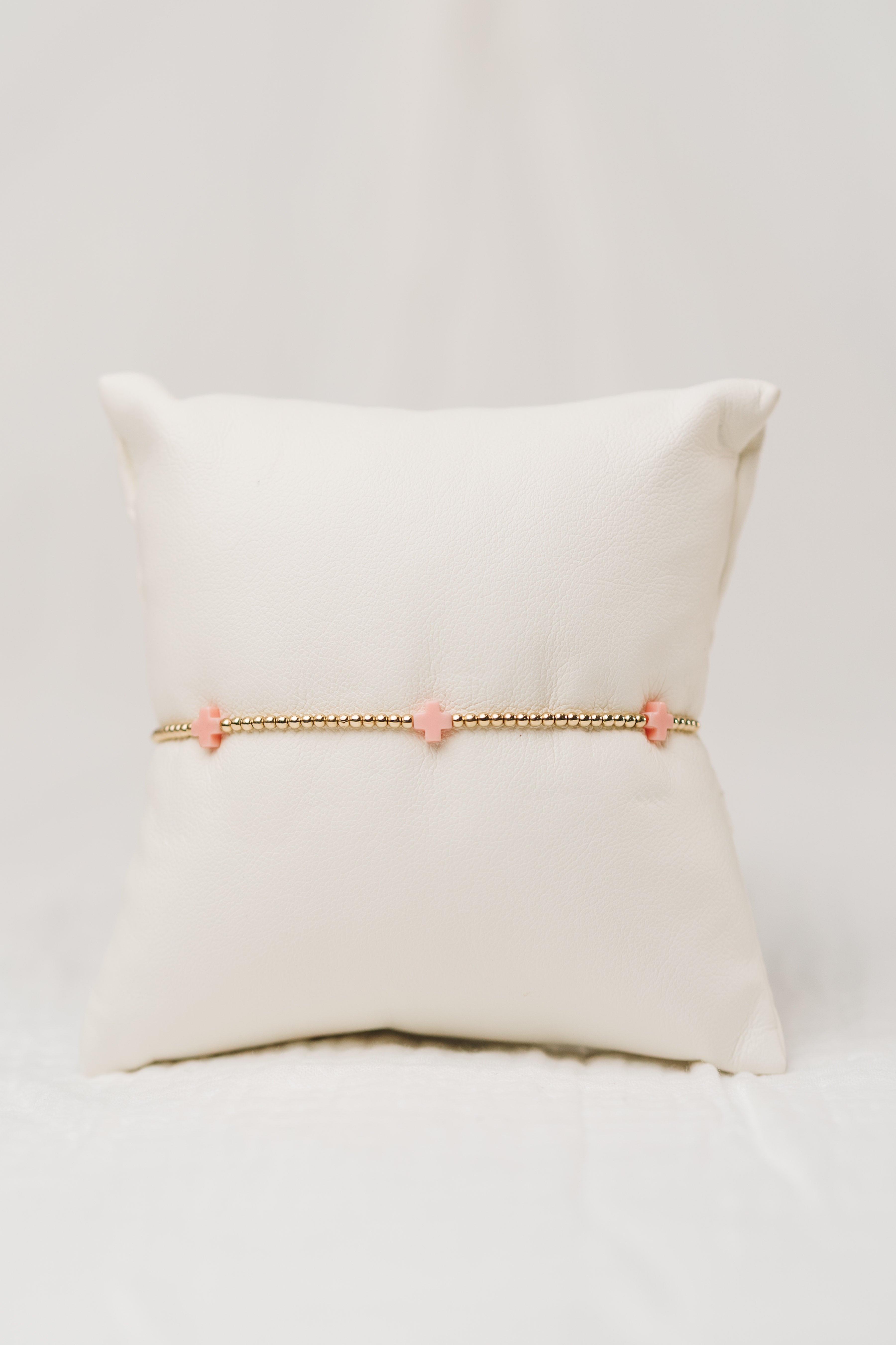 Signature Small Cross 2mm Bead Bracelet - Pink
