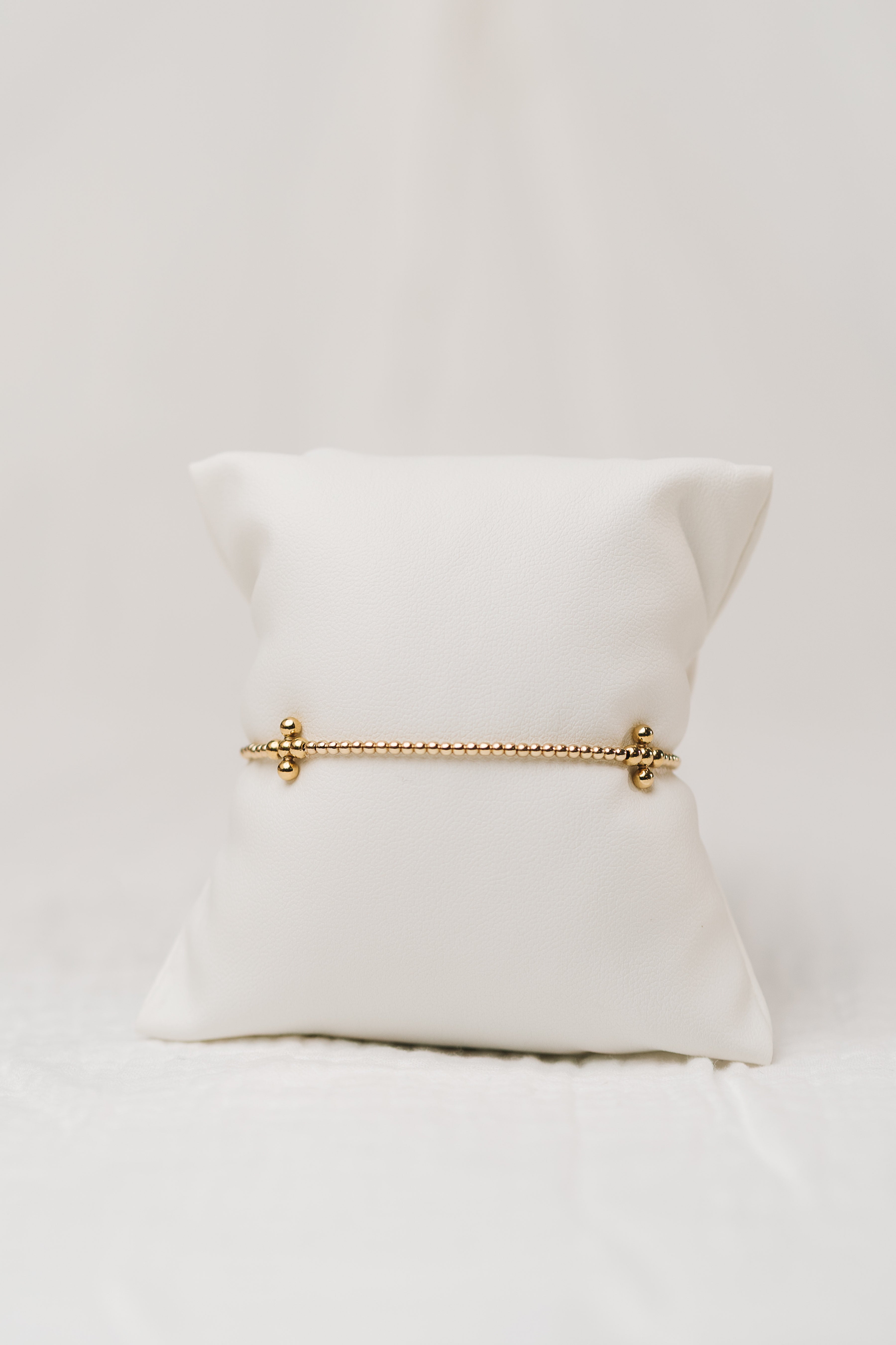 Classic Gold 3mm Beaded Cross Bracelet