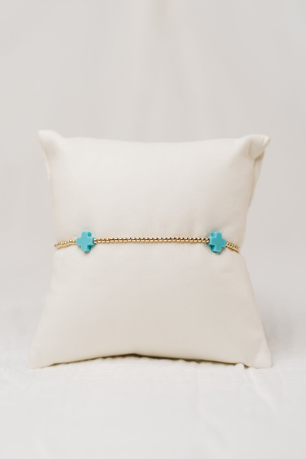 Signature Cross 2mm Bead Bracelet - Turquoise