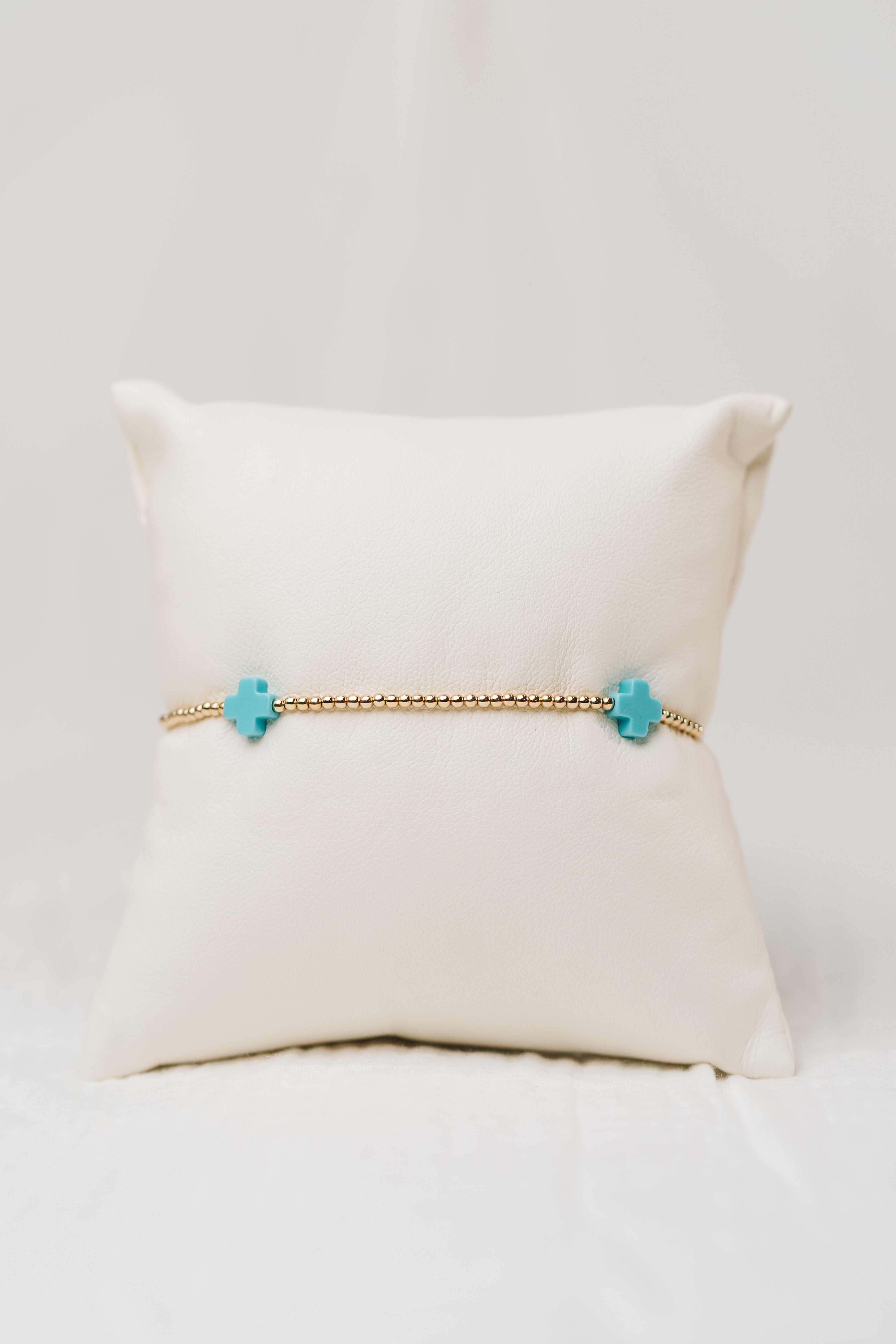 Signature Cross 2mm Bead Bracelet - Turquoise