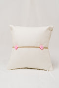 Signature Cross Gold Pattern 2mm Bead Bracelet - Bright Pink