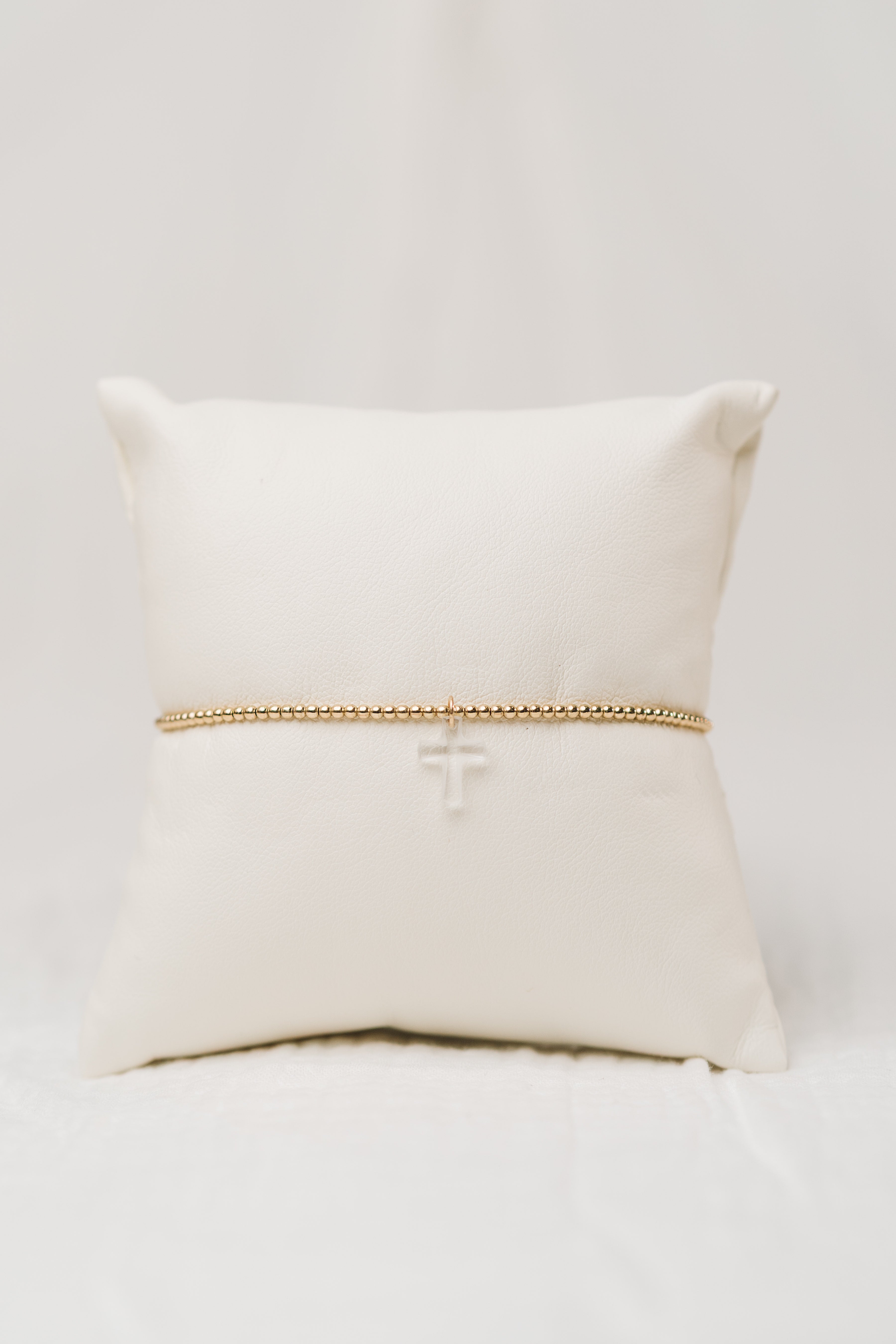 Classic Gold 2mm Bead Bracelet - Blessed Crystal Charm