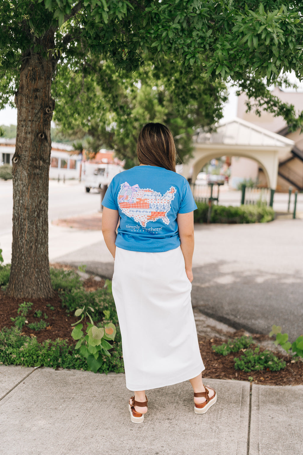 Basic Drawstring Off-White Midi Skirt