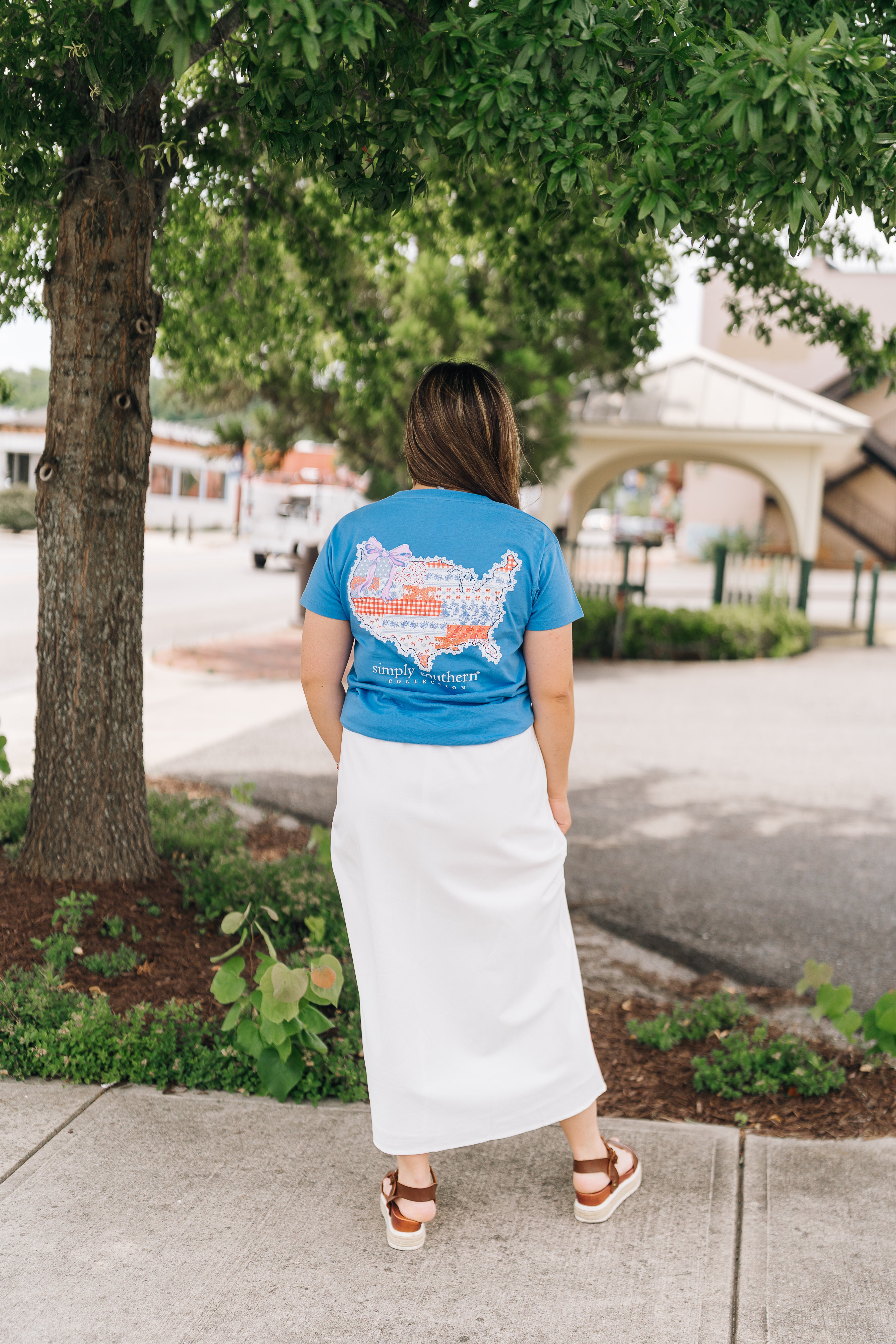 Basic Drawstring Off-White Midi Skirt