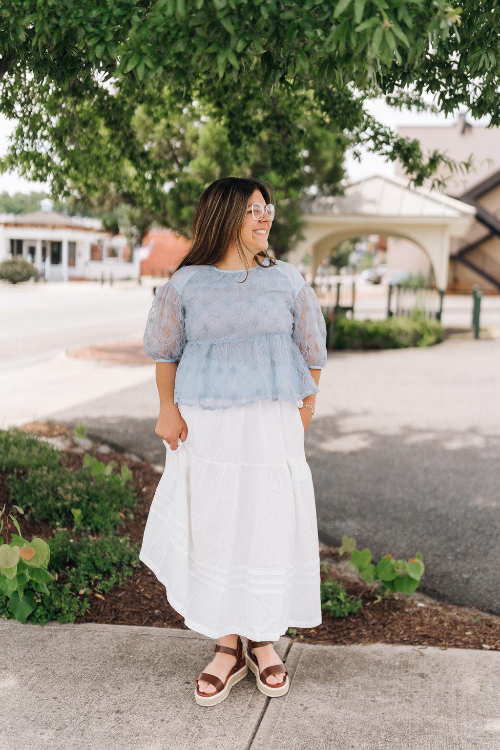 Off-White Textured Cotton Maxi Skirt