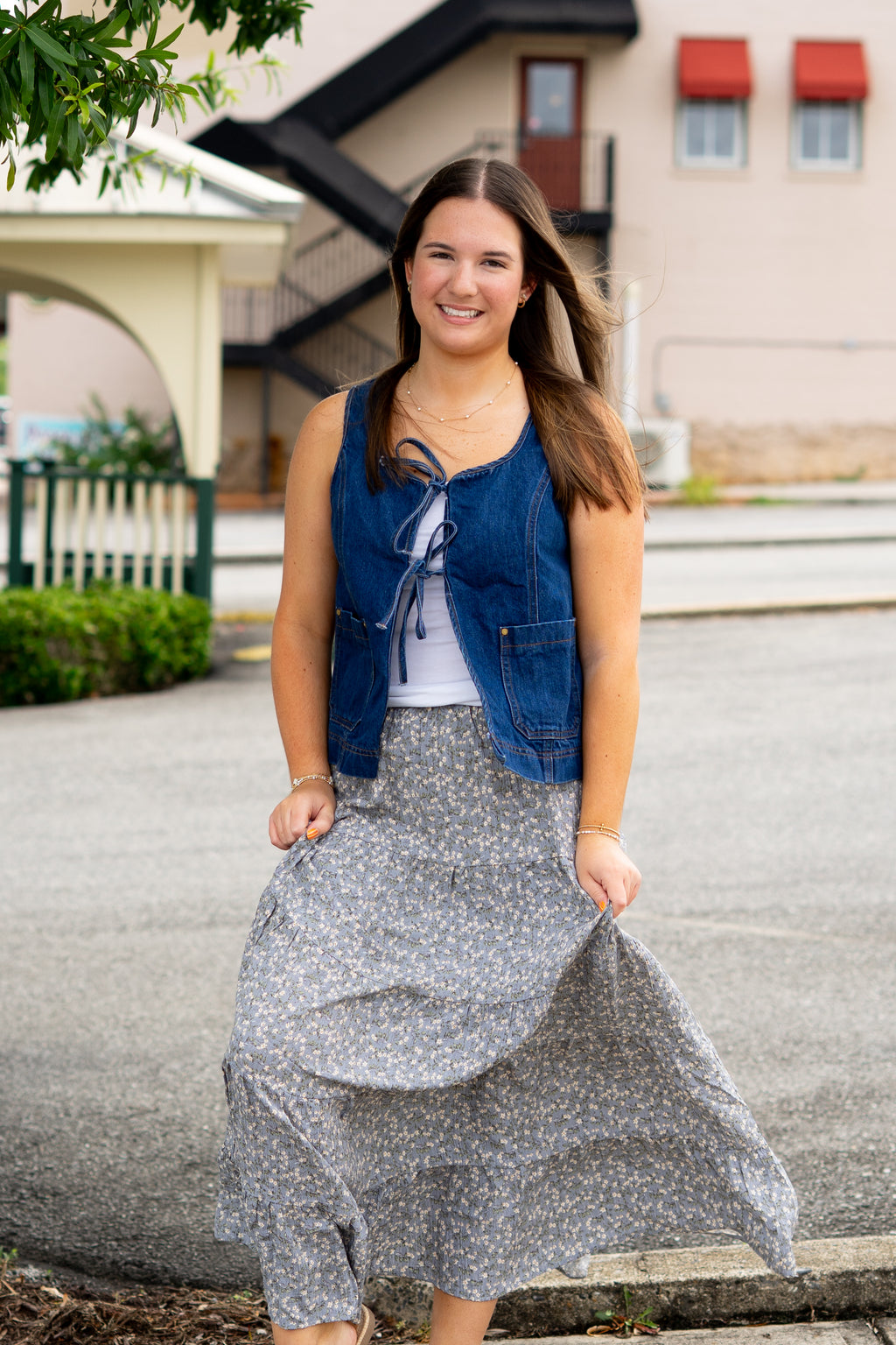 Blue Floral Maxi Skirt