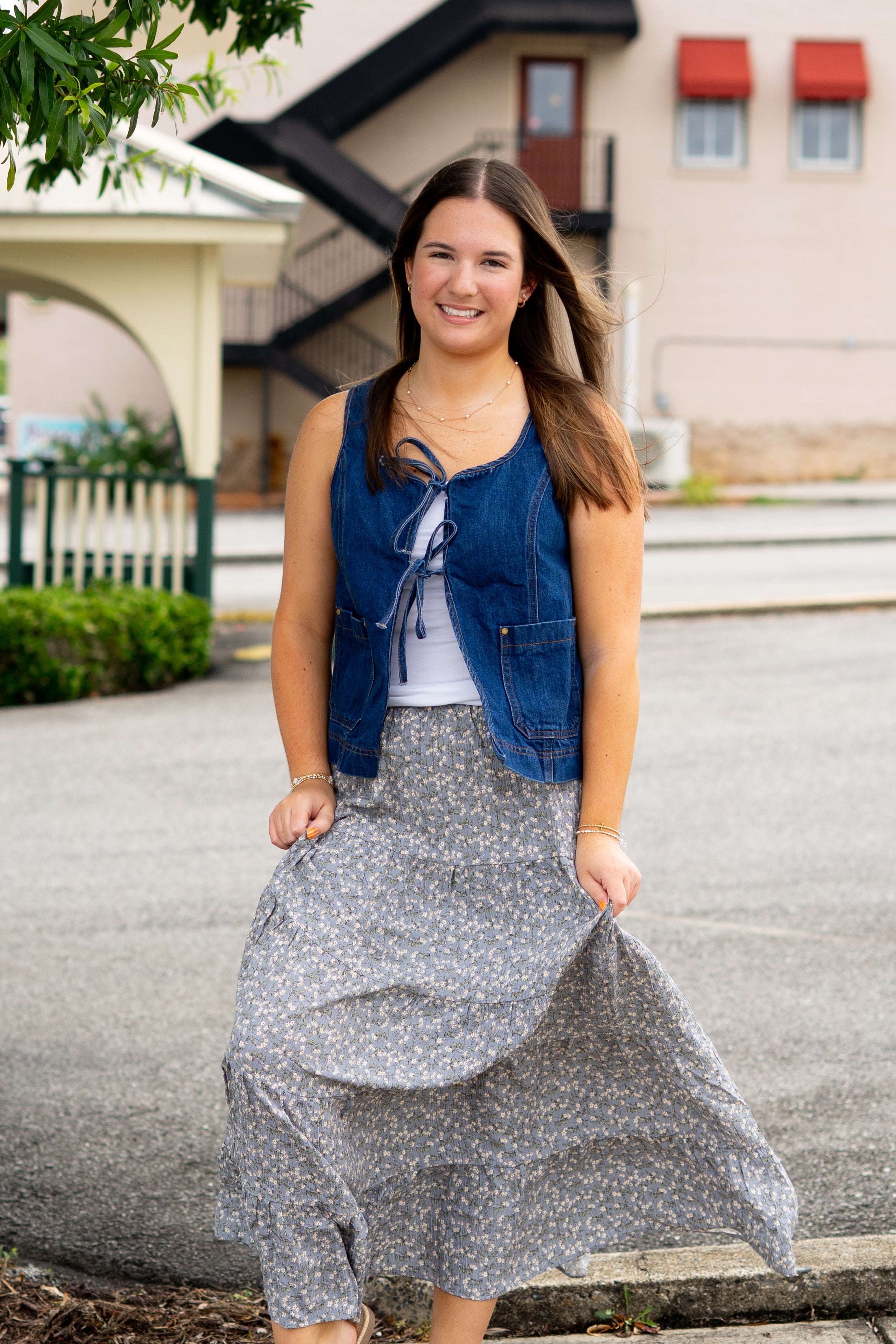 Blue Floral Maxi Skirt