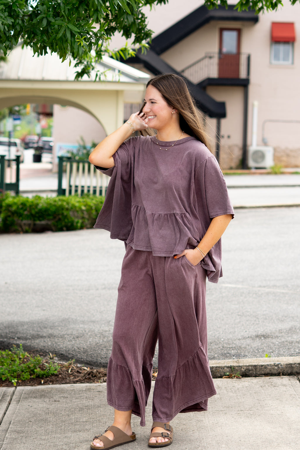 Plum Ruffle Top
