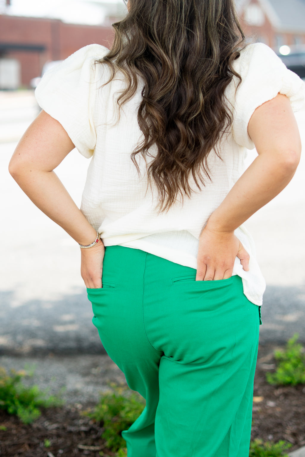 Green Scalloped Pocket Pants