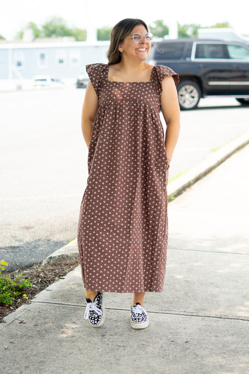 Choco/Cream Ditsy Dress