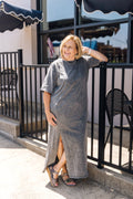 Ash Gray Side Slit Maxi Dress