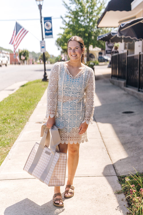 Boho Open Knit Crochet Beach Cover-Up Dress