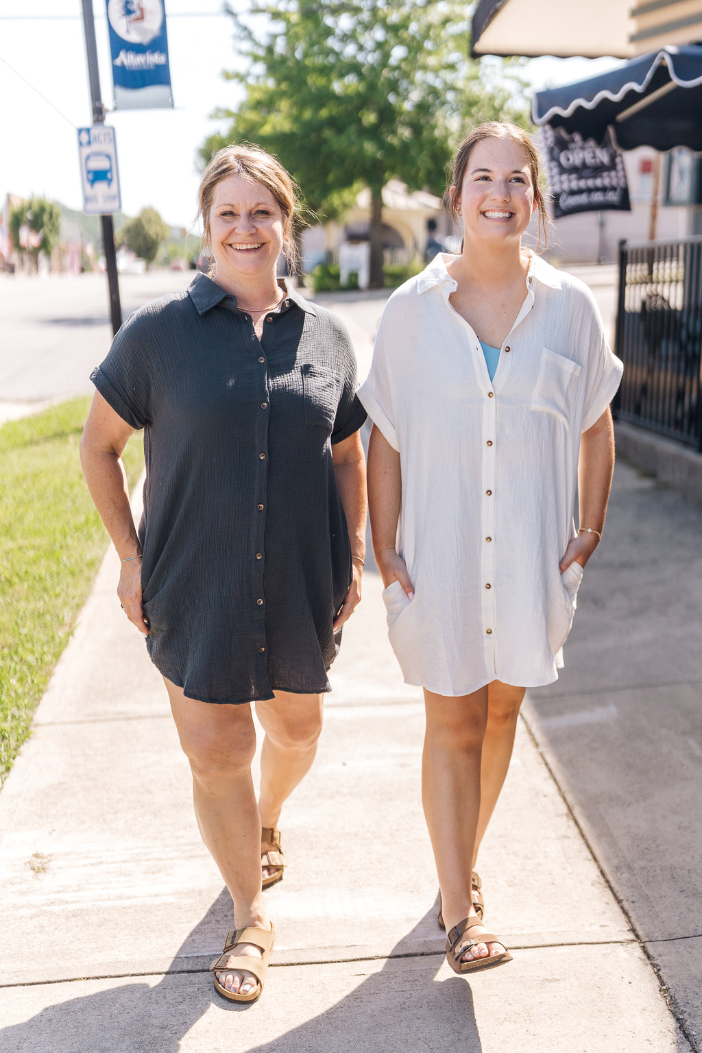 Button Up Shirt Dress With Pocket