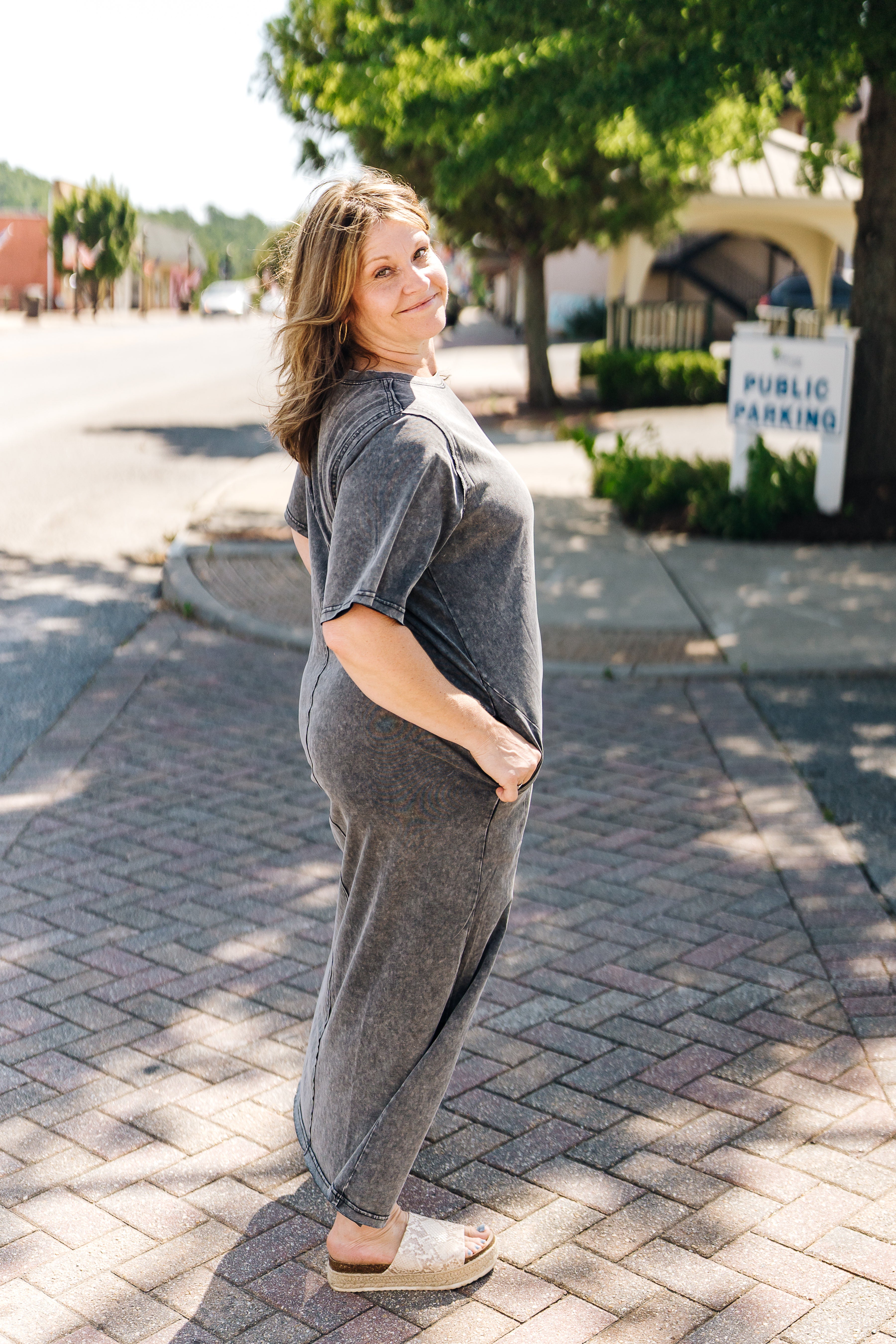 Ash Gray Side Slit Maxi Dress
