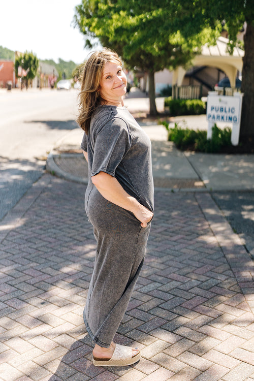 Ash Gray Side Slit Maxi Dress
