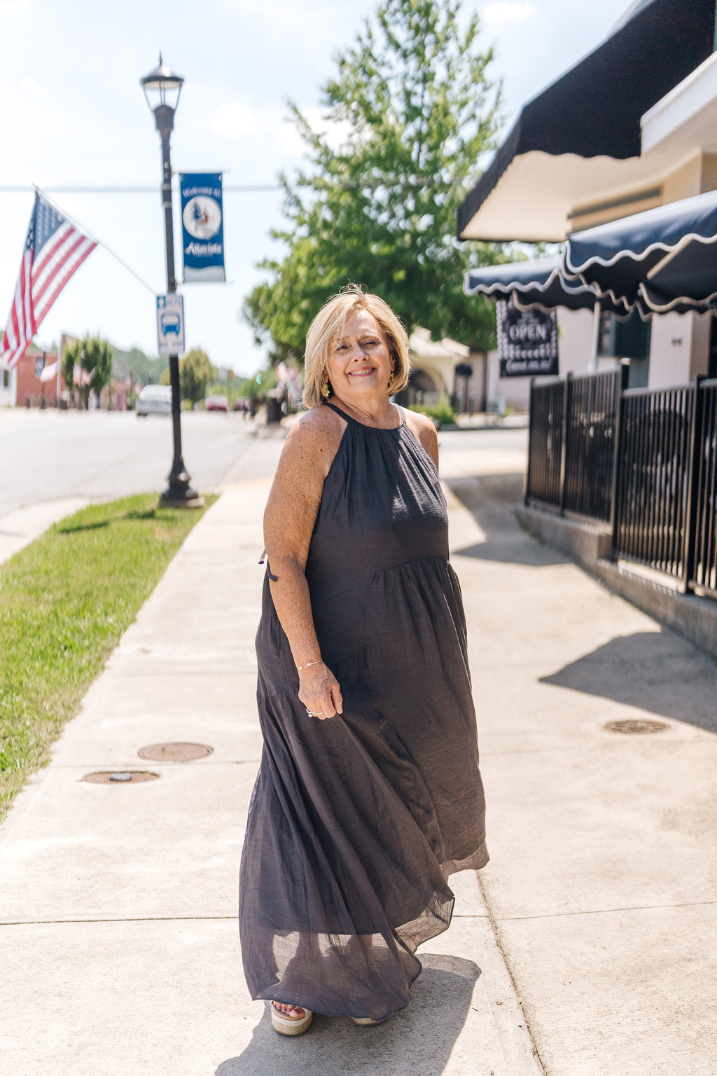 Gathered Halter Neck Flowy Maxi Dress
