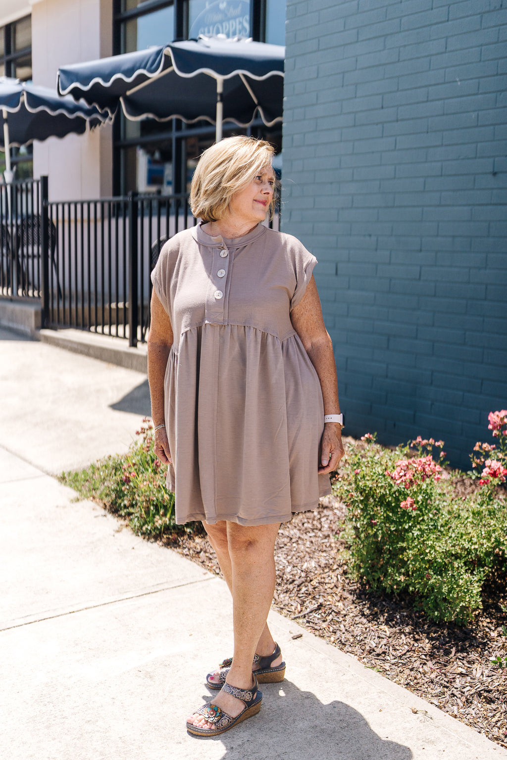 Sweet Nothings Baby Doll Dress - Khaki
