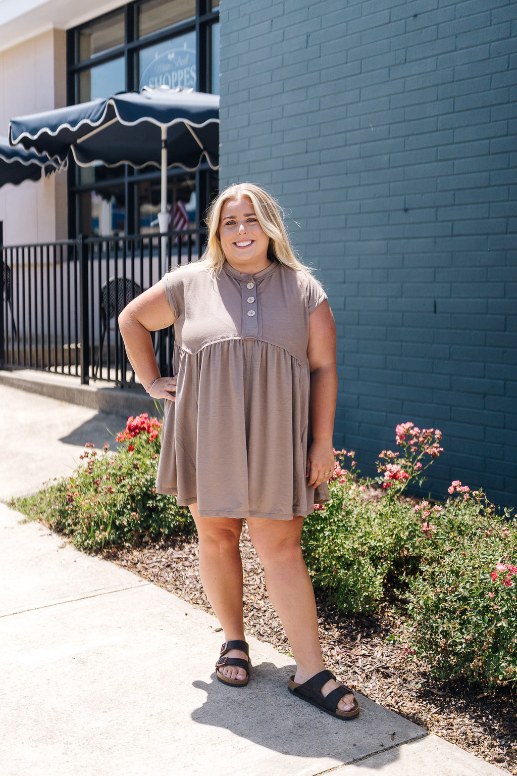 Sweet Nothings Baby Doll Dress - Khaki