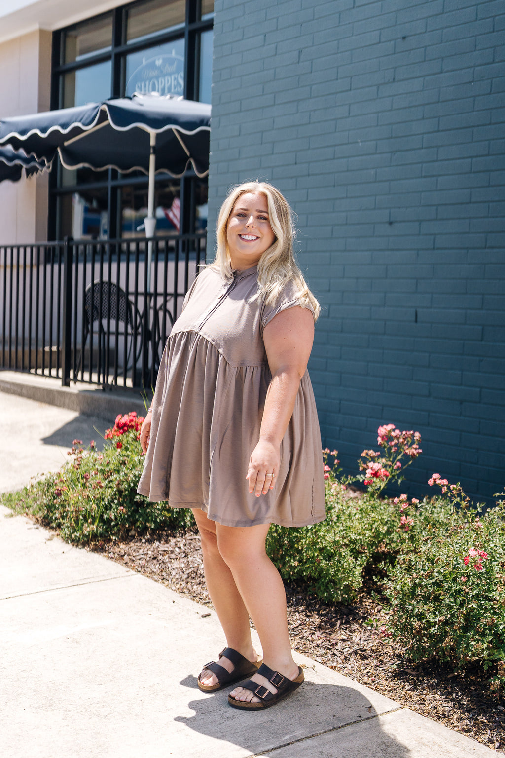 Sweet Nothings Baby Doll Dress - Khaki