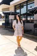 Pink Floral Pearl Buttoned Dress