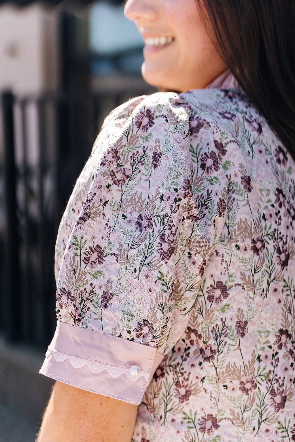 Pink Floral Pearl Buttoned Dress