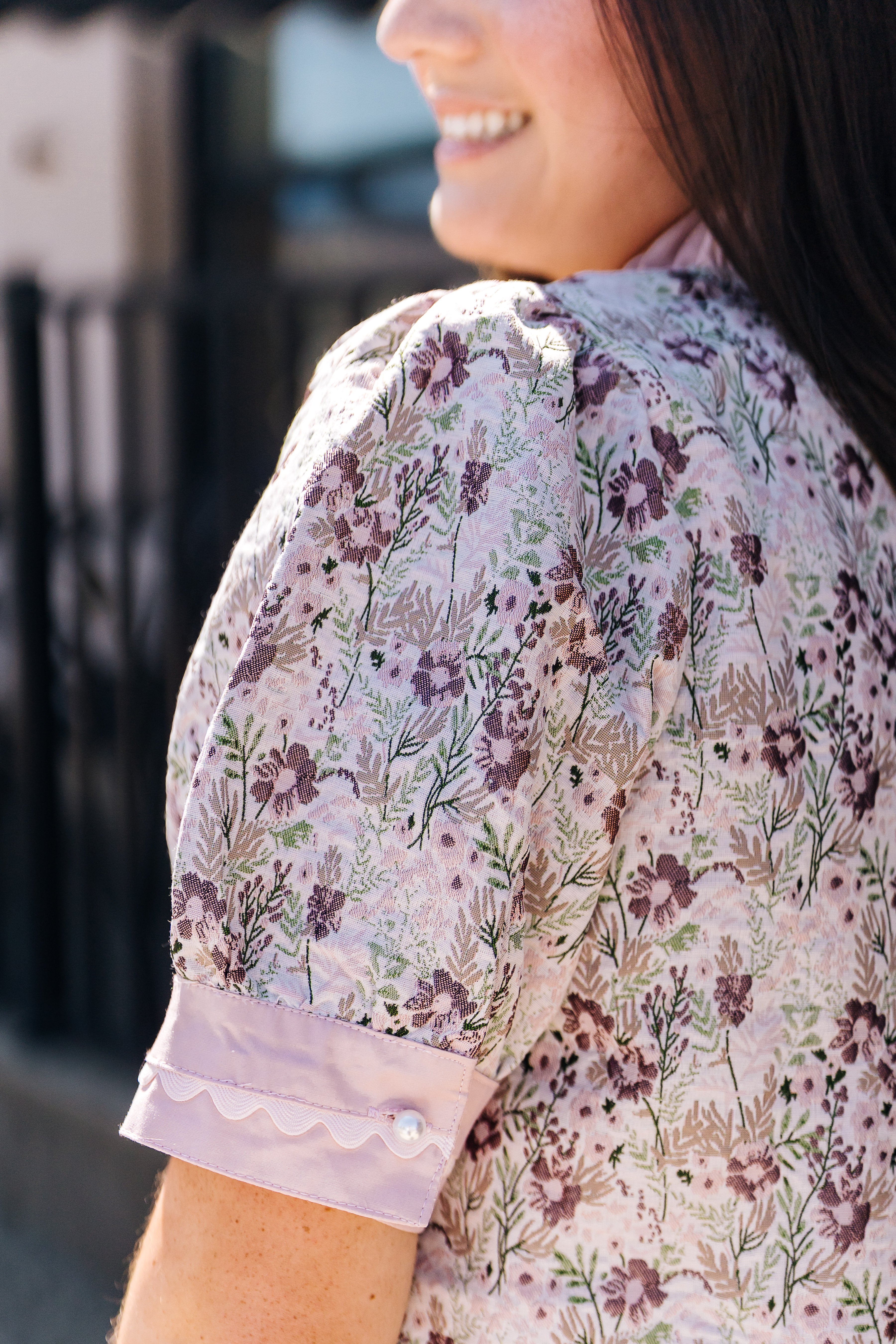 Pink Floral Pearl Buttoned Dress