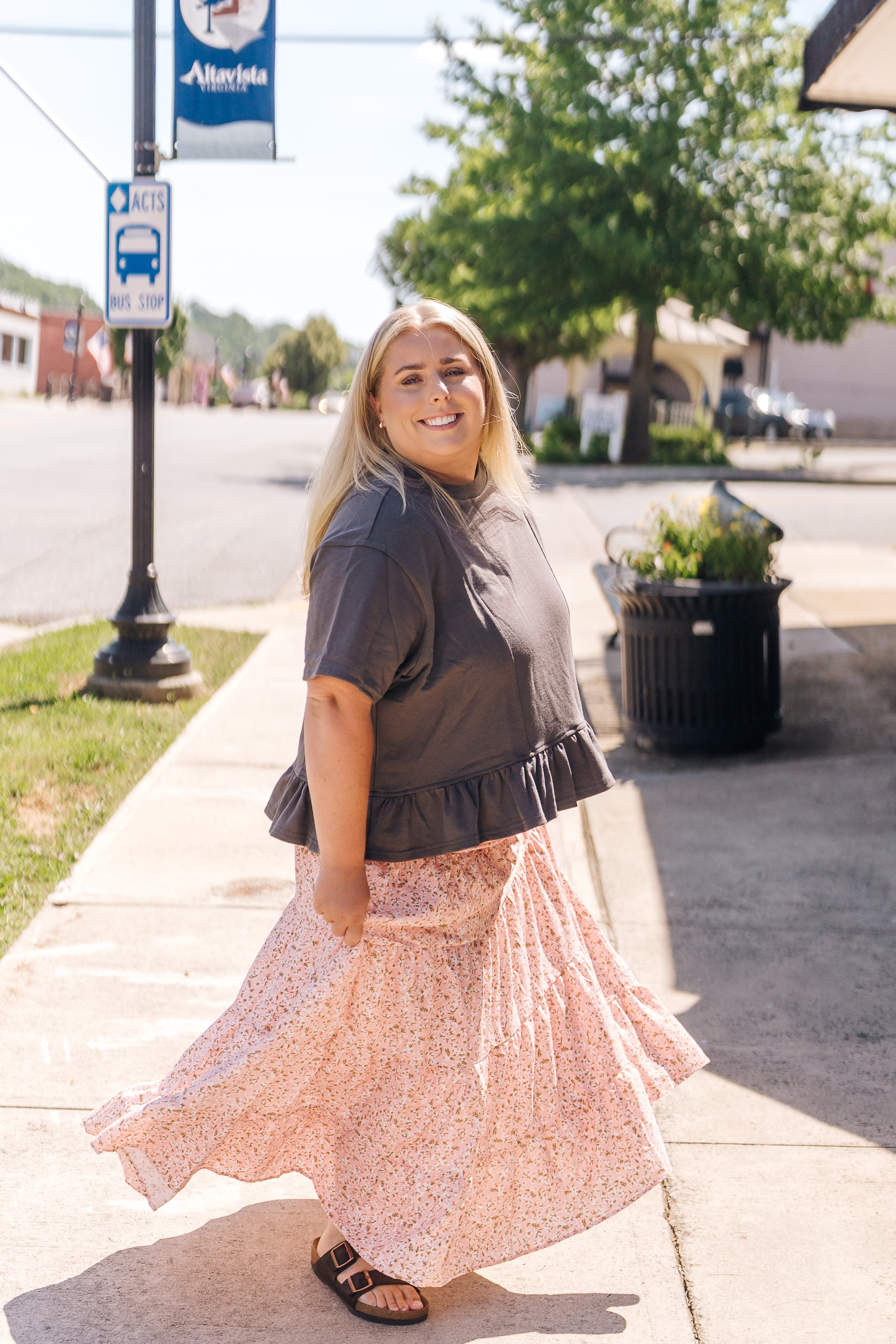 Peach Floral Maxi Skirt